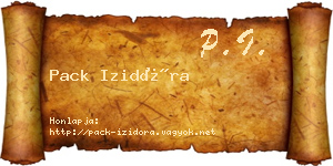 Pack Izidóra névjegykártya